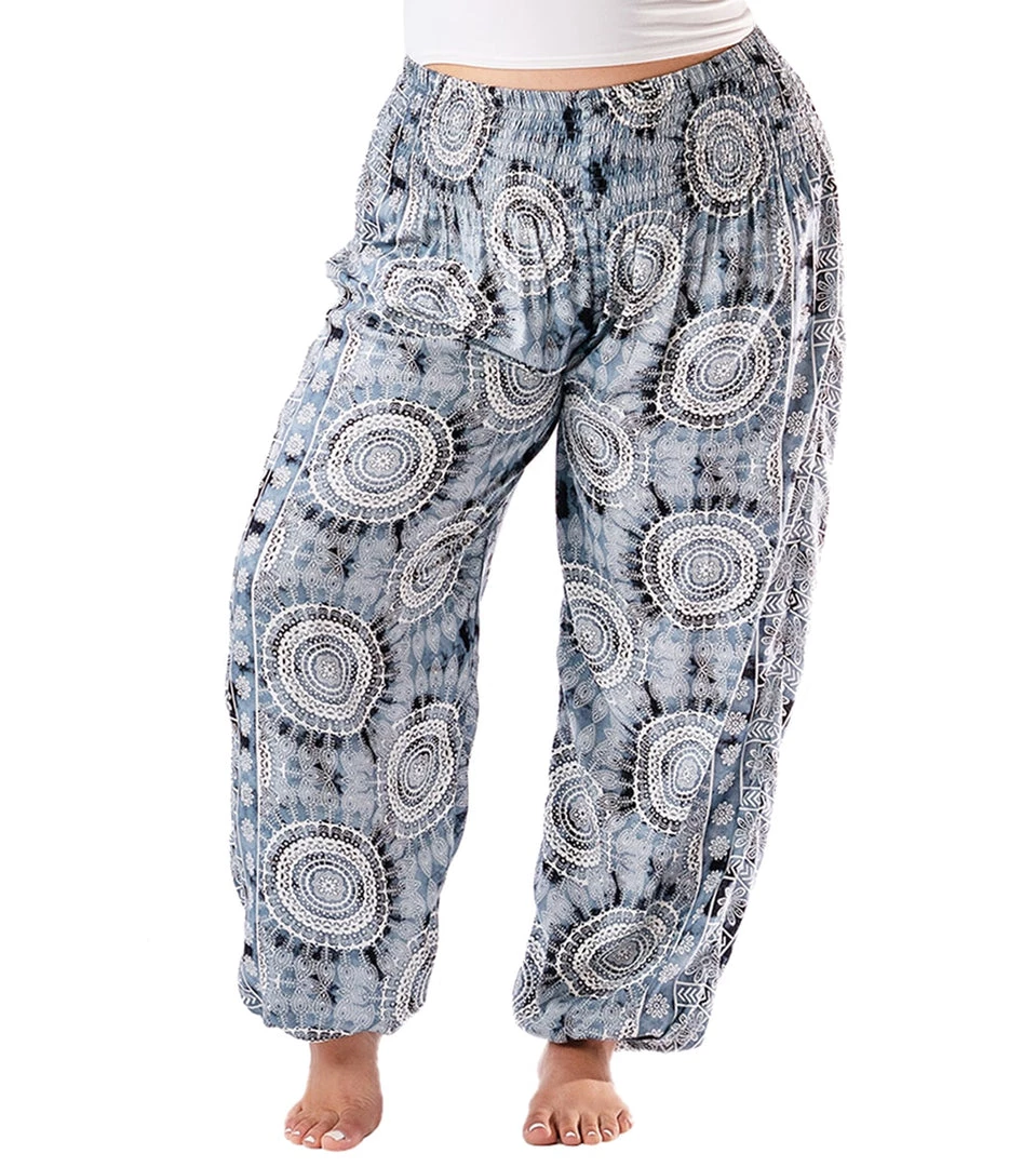 Lotus And Luna Watercolor Mandala Harem Pants Gray 7 Lotus And Luna Watercolor Mandala Harem Pants Gray