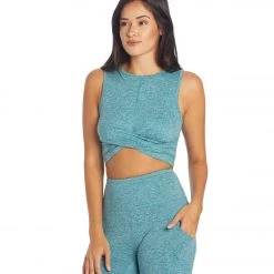 Zobha Melange Twist Crop Heather Hydro