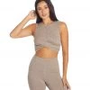 Zobha Melange Twist Crop Heather Cinder