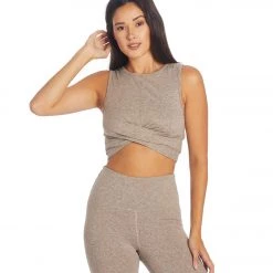 Zobha Melange Twist Crop Heather Cinder