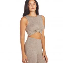 Zobha Melange Twist Crop Heather Cinder