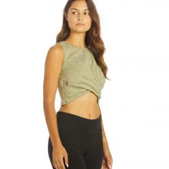 Zobha Melange Twist Crop Heather Oil Green