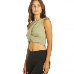 Zobha Melange Twist Crop Heather Oil Green