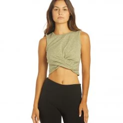 Zobha Melange Twist Crop Heather Oil Green
