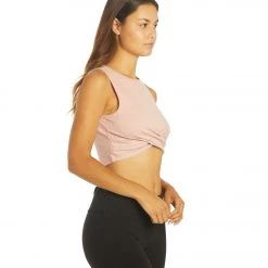 NEW ARRIVALS Zobha Melange Twist Crop Heather Zephyr Pink