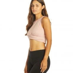 NEW ARRIVALS Zobha Melange Twist Crop Heather Zephyr Pink