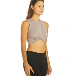 Zobha Melange Twist Crop Heather Black Plum NEW ARRIVALS
