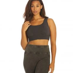 NEW ARRIVALS Free People Good Karma Square Neck Sports Bra Washed Black