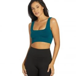 Free People Good Karma Square Neck Sports Bra Blue Grass