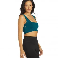 Free People Good Karma Square Neck Sports Bra Blue Grass