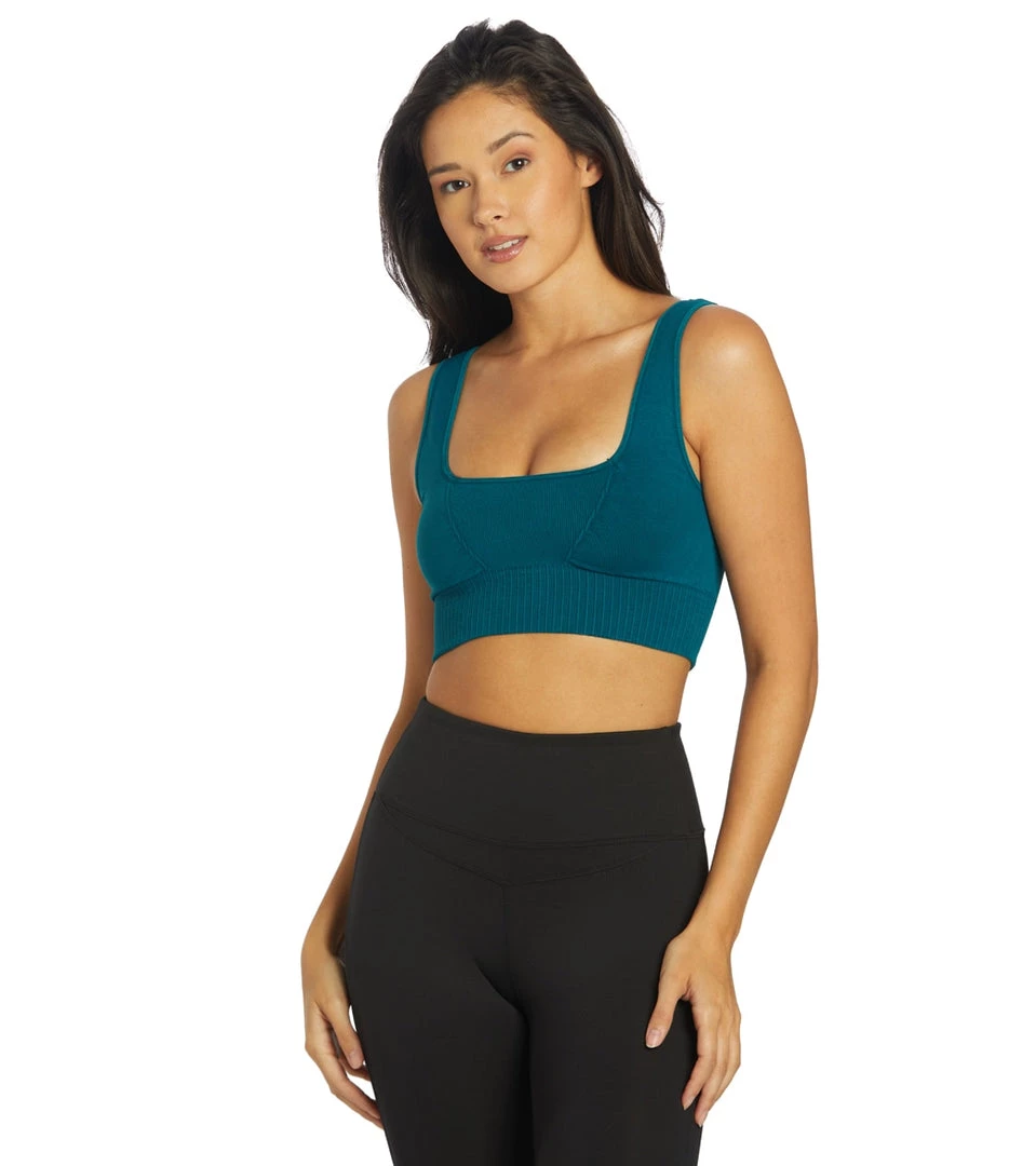 Free People Good Karma Square Neck Sports Bra Blue Grass 9 Free People Good Karma Square Neck Sports Bra Blue Grass