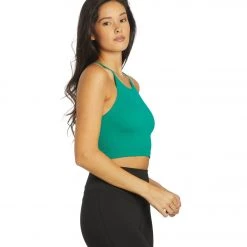 Free People Cropped Run Yoga Tank Green Teal