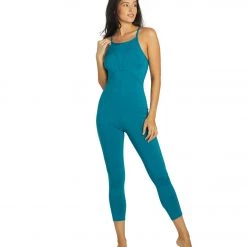 Free People Ashford Side To Side Performance Jumpsuit Blue Peacock
