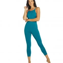 Free People Ashford Side To Side Performance Jumpsuit Blue Peacock