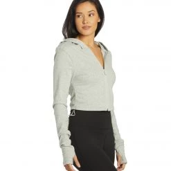 NEW ARRIVALS Free People Kadi Shrunken Hoodie Heather Grey